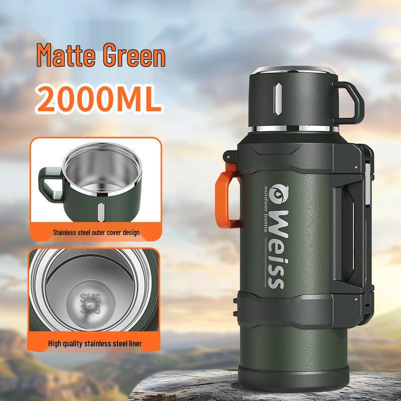 Food-Grade Thermos Flask with Tea and Water Separator - Large Capacity, Portable for Outdoor Use