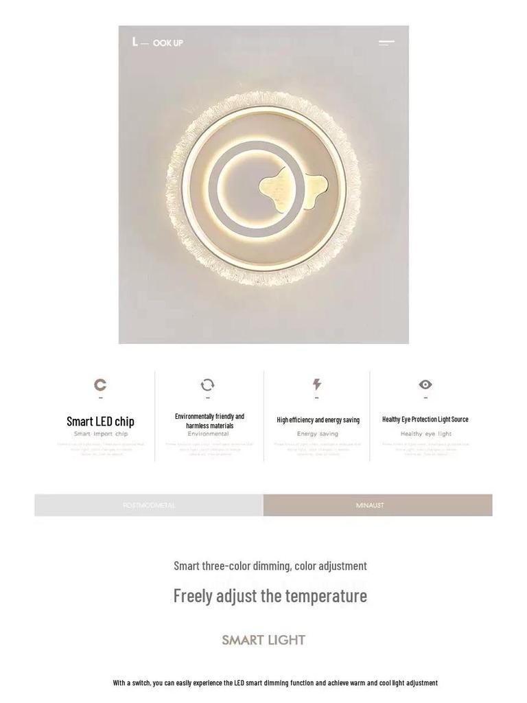 Elegant Crystal Ceiling Light - Modern, Minimalist, Eye-Protection Design for Luxury Bedrooms