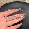 Trendy Exquisite Silver Color Shining Brightly Zircon Geometric Circle C-shaped Hoop Earrings for Women Korea Designer Jewelry