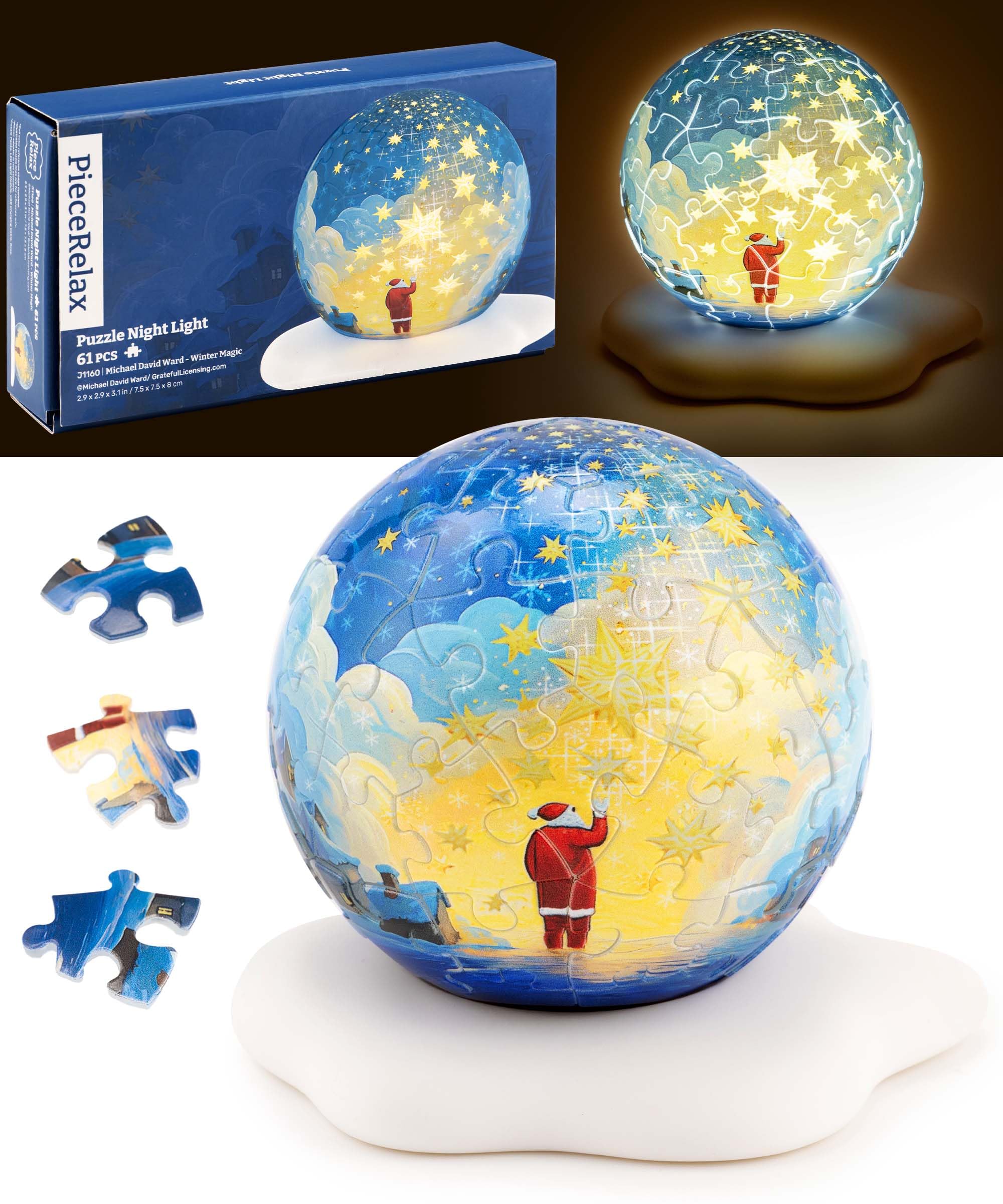 

PieceRelax 60-Piece Ball Light Puzzle Michael David Ward - Winter Magic (8x8x8cm) Plastic 3D Puzzle, Adult, Challenging, Gift, Decor [J1160]