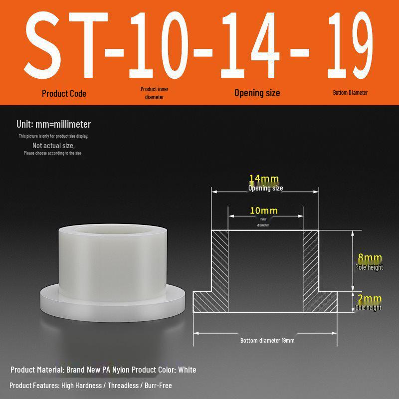 T-förmige Nylon-Unterlegscheibe: Konvex-Konkave Schraubwellenhülse, Stufen-Kunststoffscheibe, Nylonbuchse, Isolierkapsel ST2-ST35