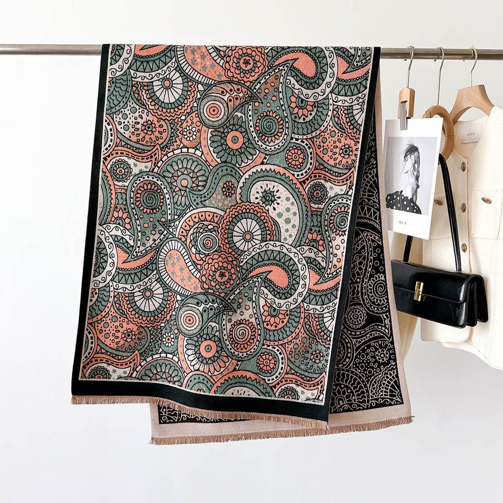 Women Autumn Winter Paisley Scarf Fashion Warm Shawl Double-sided Thick Scarves Bandana Shawl Neckerchief Cloak Foulard Femme