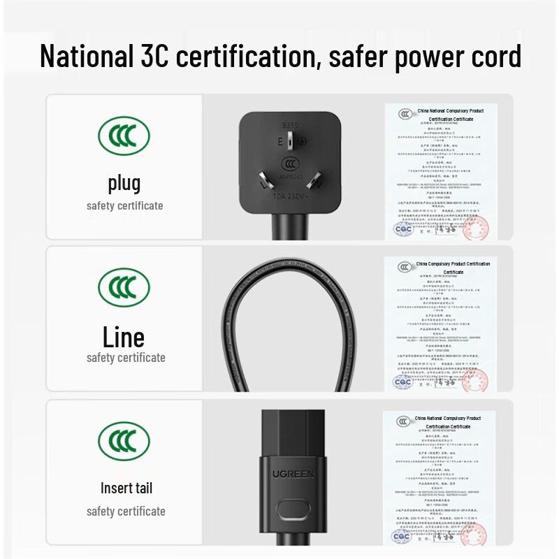 Ugreen CD133 National Standard 3-Pin Power Cable