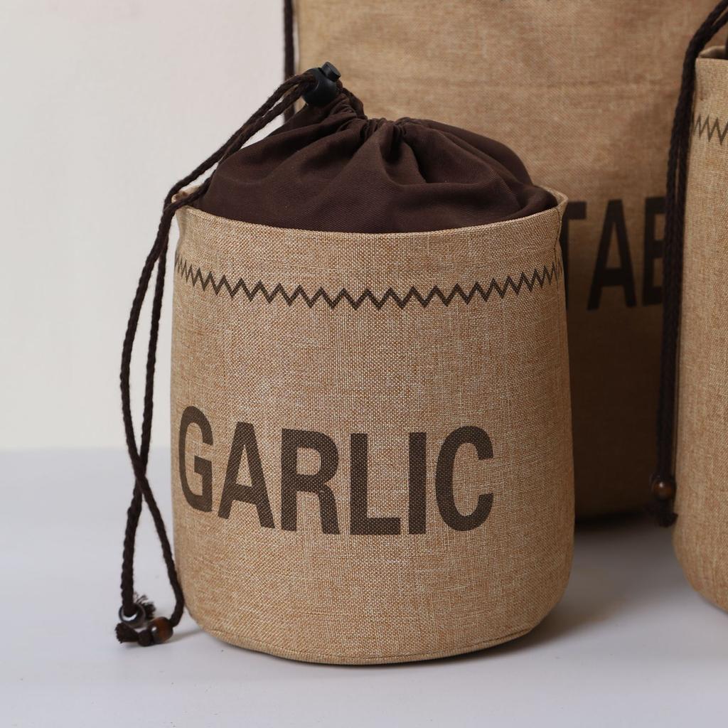 Kitchen Hessian Storage Bag for Garlic,Onions,Potato,Vegetable,Bread,Drawstring Sack,Fabric Burlap Bags Jute Potatoes Organizer