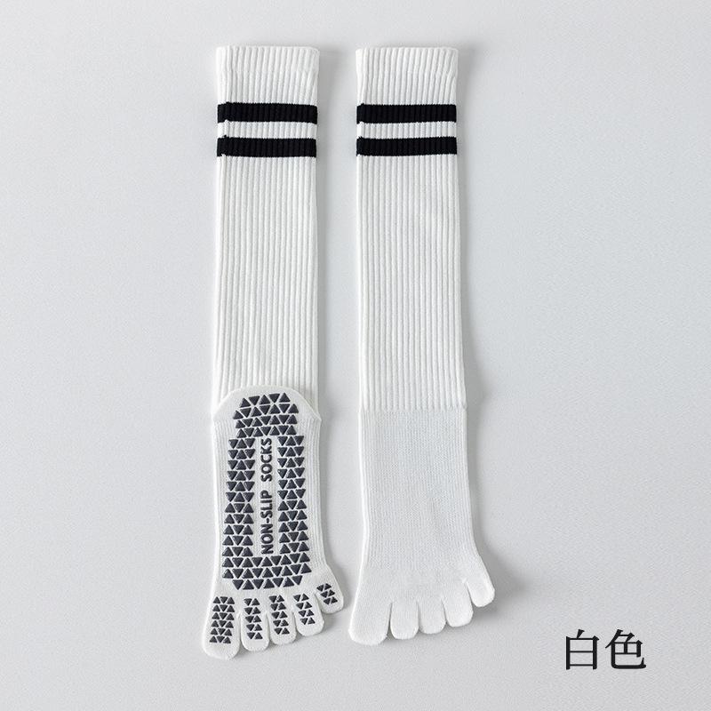 Long Tube Striped Women s Yoga & Pilates Socks Non-Slip Mid-Calf Sports Fitness Spring Combed Cotton Seamless Five One size белый