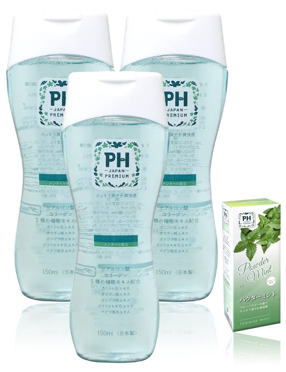 

Мыло для интимной гигиены для деликатных зон Пудра PH-JAPAN-PREMIUM (150мл (x 3), мятный)