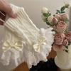 Women Gothic Lace Stretch Wrist Cuffs Knitted For Wedding Party Y2K Sleeve Wrist Cuffs Ruffled Lace