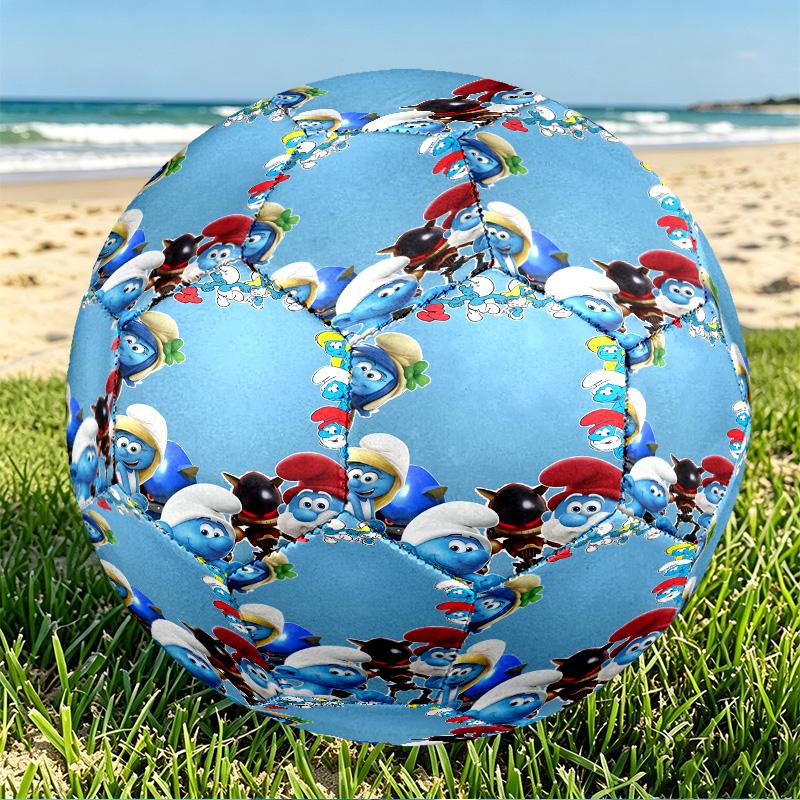 Blue Smurfs Print Size 5 Soccer Ball, PU Wear Resistant Football for Match Training and Daily Practice, Birthday Gift for Soccer Fans