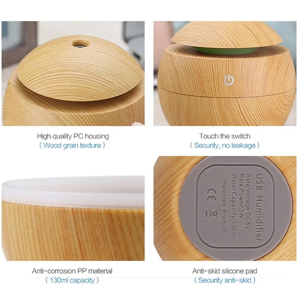 1PC Luftbefeuchter Elektrischer Luftaroma-Diffusor Holz Ultraschall-Luftbefeuchter Ätherisches Öl Aromatherapie Kühlen Nebel Maker für Schlafzimmer