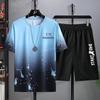 Faionable Lightweight Set for Men Summer Casual Spor Two-Piece Suit Teenage Polyester Fiber Orts