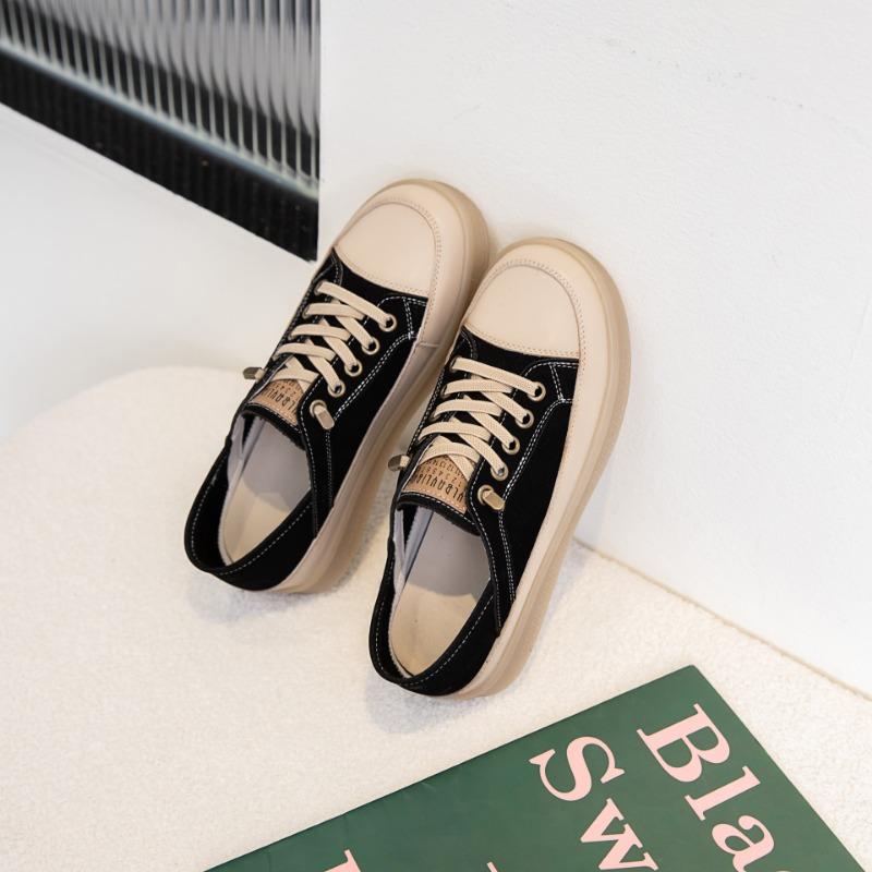 

Leather little white shoes women s new summer and autumn retro beef tendon soft-soled casual board shoes pregnant women one-pedal single shoes 35 чёрный