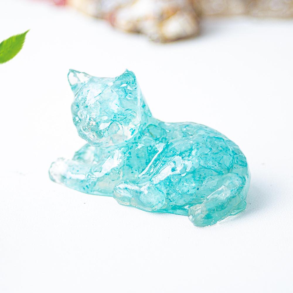 Resin Encrusted Natural Crystal Chips Resin Cat Figurine Home Decor Gift For Friends