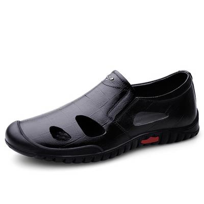 Summer Hot Selling Hollow Hole Shoes Lightweight Breathable Minimalist Men's Leather Casual Shoes Men's Sandals Free Delivery