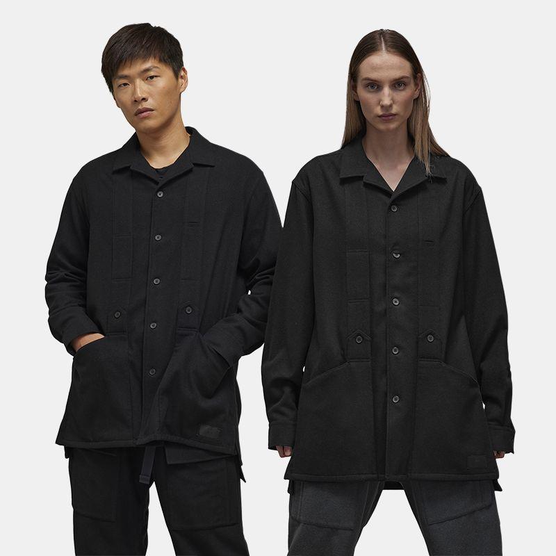 Y-3 Flannel Shirt Autumn Jacket Solid Color Casual Coat Unisex Jackets Black IP5562