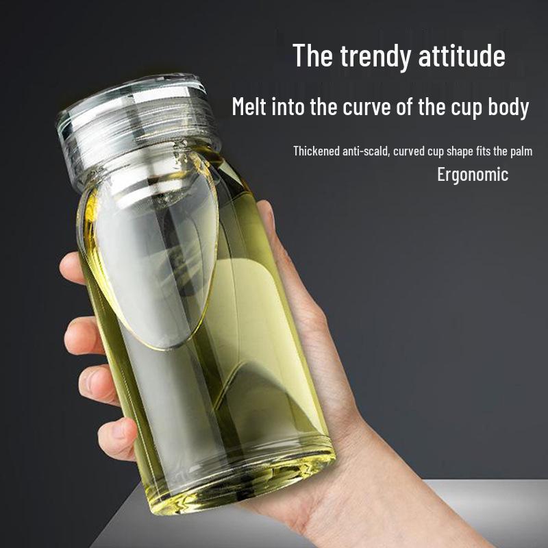 Premium High-Value Borosilicate Glass Tea Cup: Elegant Single-Layer Design for Women with Tea and Water Separation Feature.