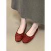 Silver bow light mouth flat sole single shoes soft sole suede grandma shoes Mary Jane shoes