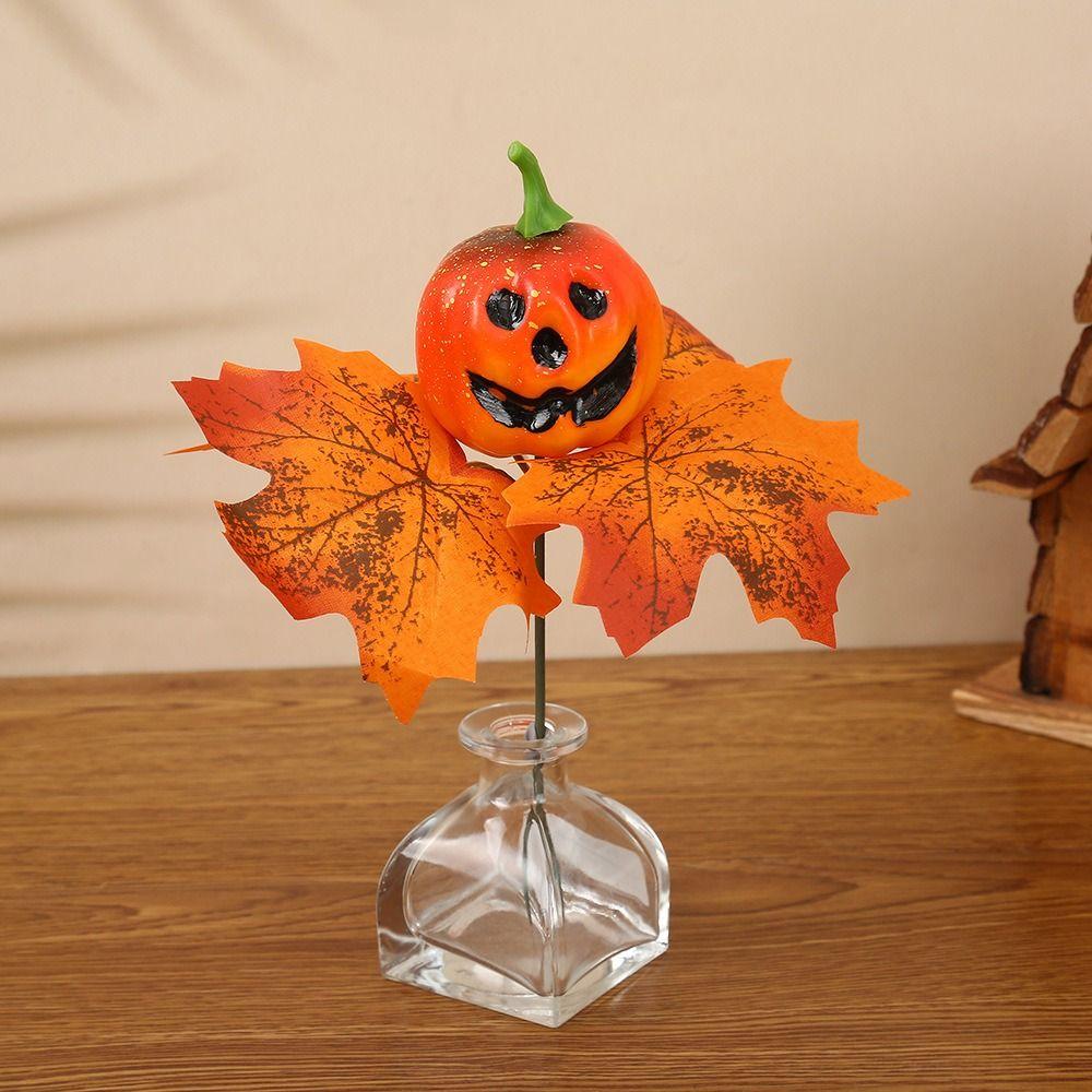

Maple Leaf Shape Pumpkin Ornament Floral Arrangement Accessories Halloween Party Decor Style G