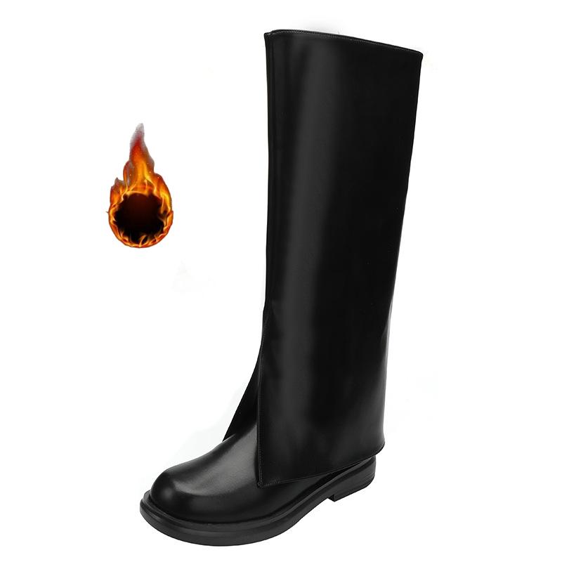 Fashion 2024 Fashion Brand Cool Knee High Great Quality Comfy Walking Vintage Black Slip on Women's Shoes Cover Trouser Boots for Women