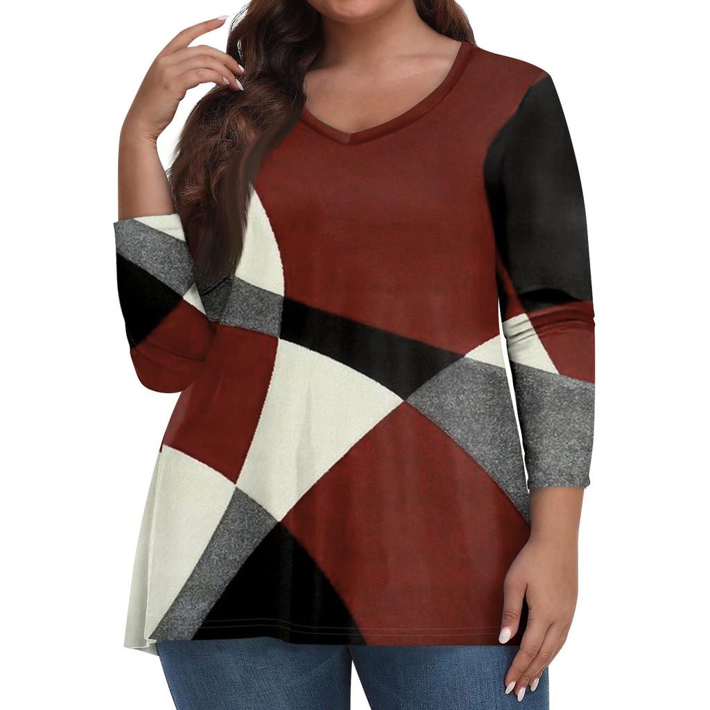 Dámské topy velké velikosti Košile s rukávem 3/4 rukávem Výstřih do V Neformální oblečení Oblečení Potisky Topy