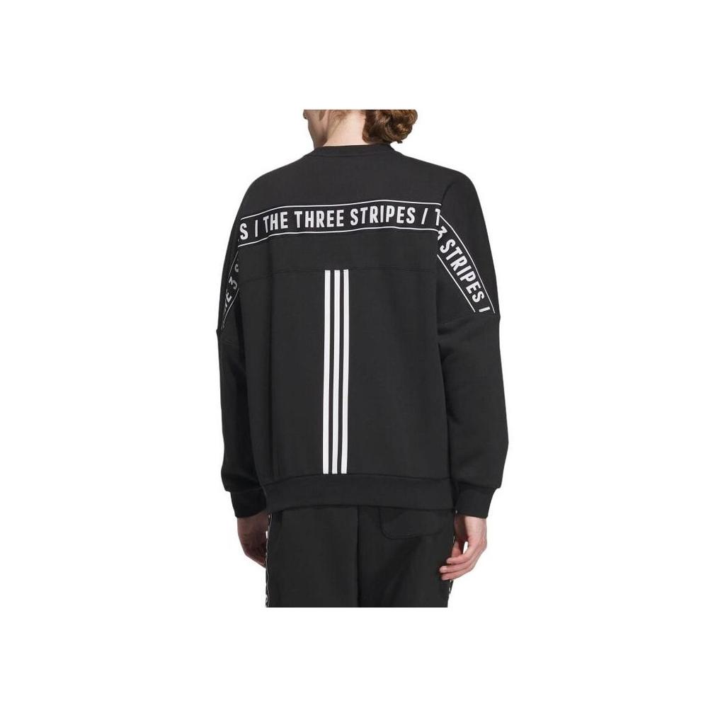 Adidas Loose-Fit Crew Neck Sweatshirt With Letter Print Unisex Tops Black IK7359