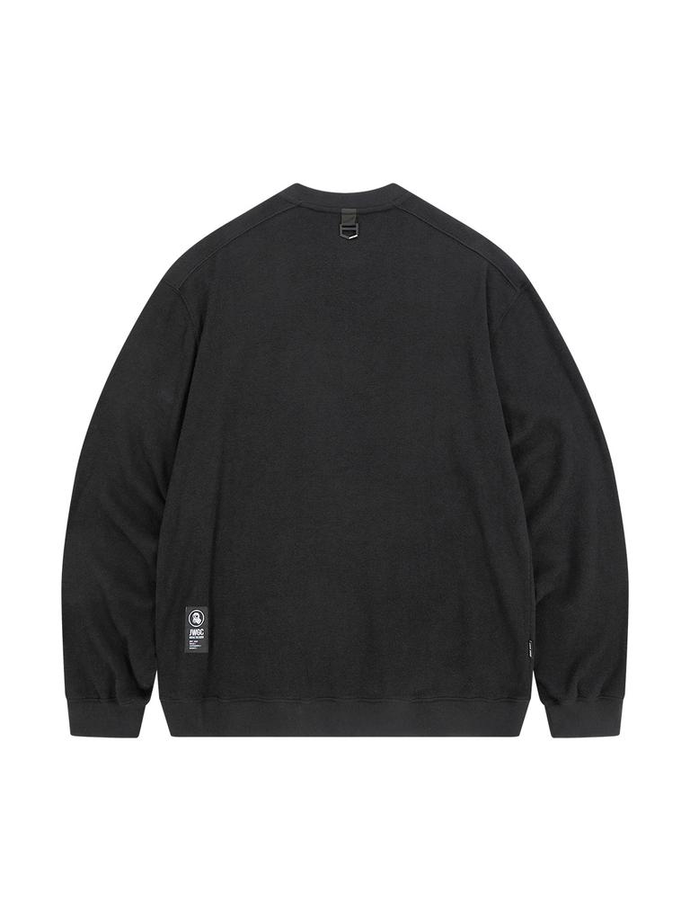Jeimiweseuteu Henley Neck Pocket Knit Sweatshirt (Black)