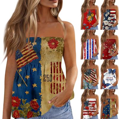 Tube-Tops für Damen, süßes, sexy, schulterfreies, ärmelloses T-Shirt mit Aufdruck