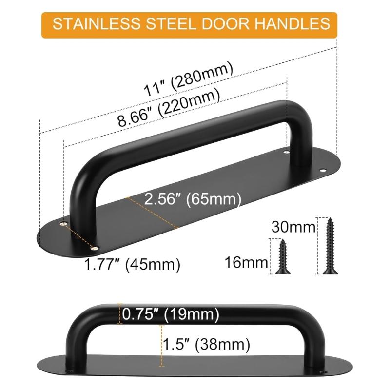 Strong Barn Door Handle Not Rusts Steel Construction Ergonomic Design Pull Handle for Secure Installation