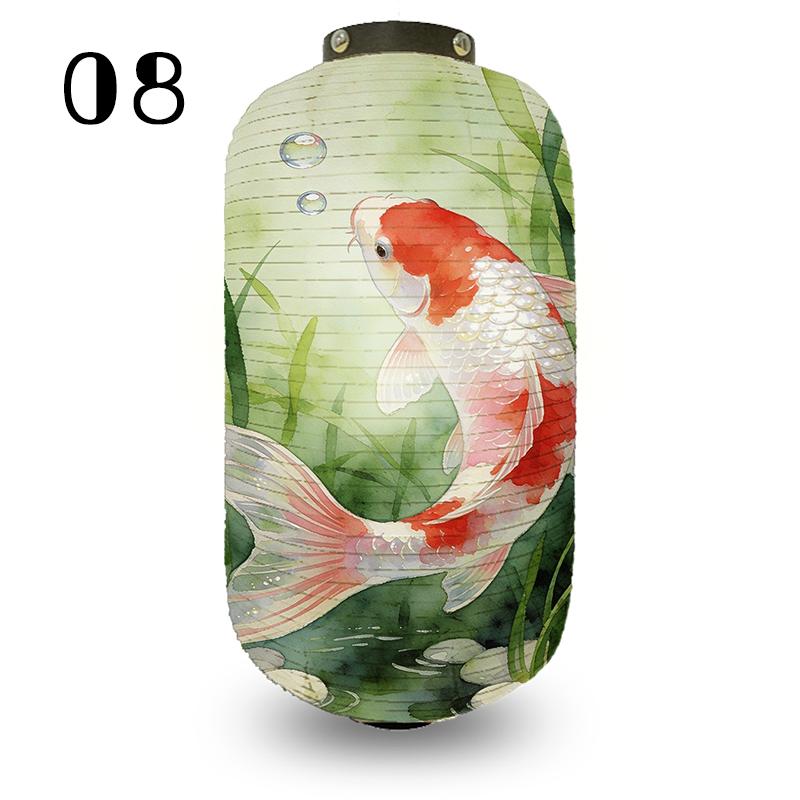 

Oriental Traditional Style Cloth Lanterns Ukiyo-e Koi Printed Lantern Bistro Izakaya Restaurant Party Mid-Autumn Festival Decor 20x35cm