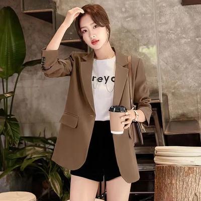 Damen Frühling und Herbst Einfarbig Blazer Kleine Leute Knopf Rücken Schlitz Bluse