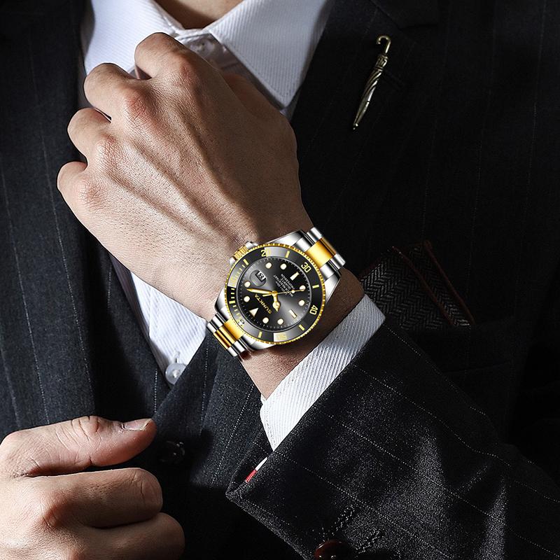 SUNKTA Fashion Luxury Wristwatch Retro Auto Date Casual Sports Classic Stainless Steel Band Life Waterproof Quartz Watches Male