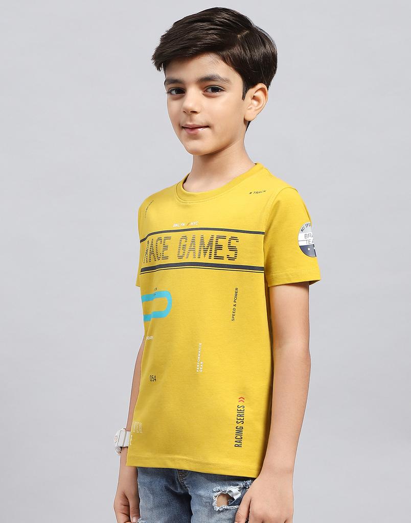 Monte Carlo Boys Yellow Printed Round Neck T-Shirt