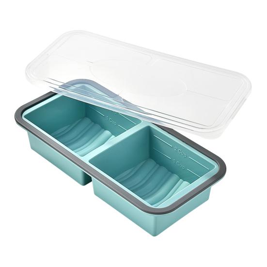 Silicone Snack Containers with Sealed Lid 2/3/4 Compartments Condiment Box High/Low Temp Resistant Divided Food Container for School Travel