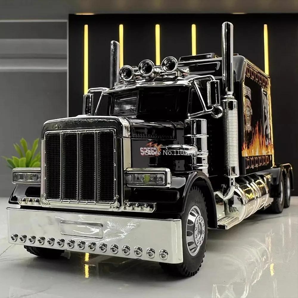 1/24 Tractor-Peterbilt 389 Alloy Model Car Toy High Simulation Metal Diecast Toys Models with Sound Light Boys' Gifts Collection