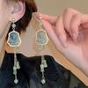 Fan Flower Bamboo Tassel Earrings Trend Ear Hook National Style Temperament High-end Earrings