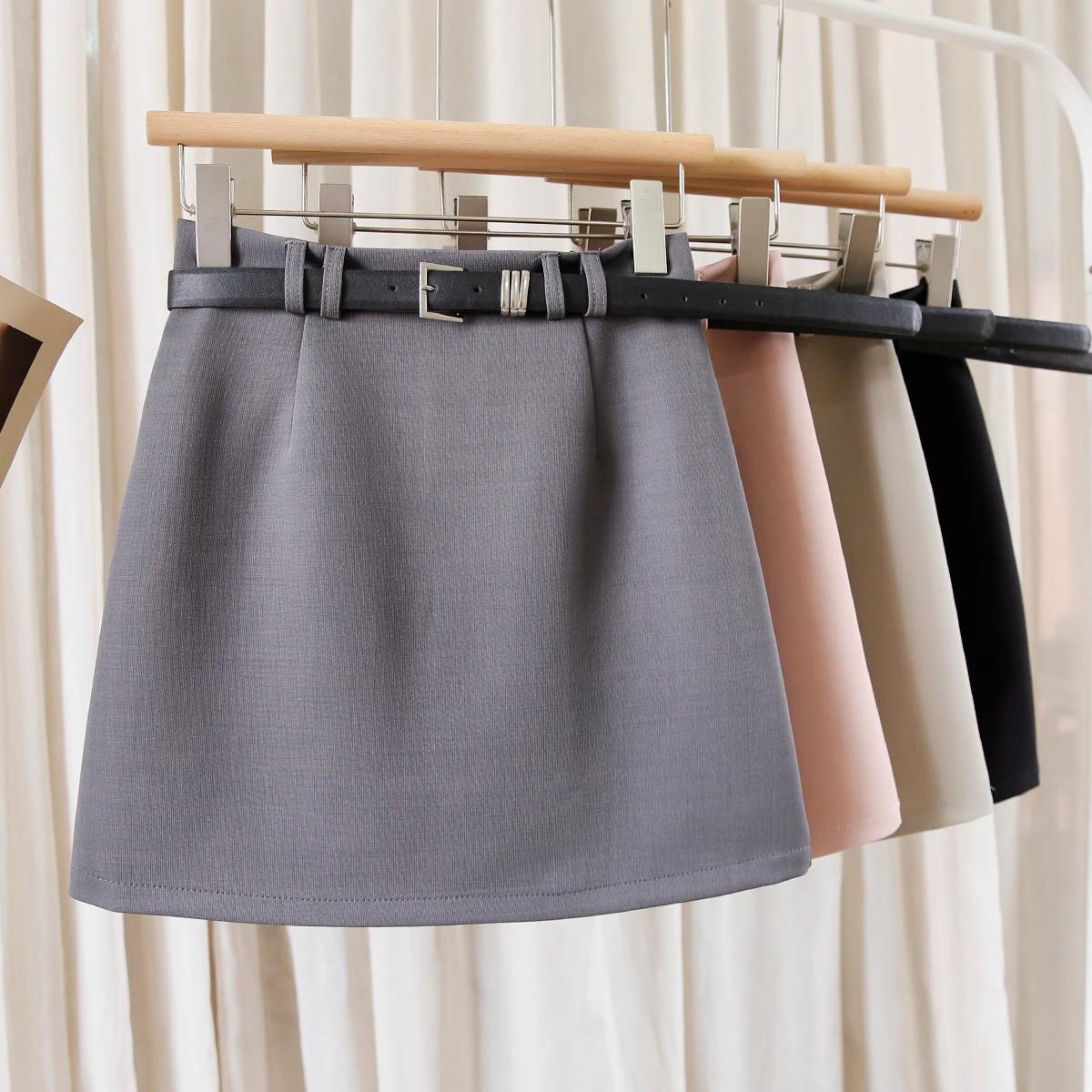 

Spring/Summer 2025 Gray Bodycon High-Waist A-Line Skirt - Women s Korean Fashion XS