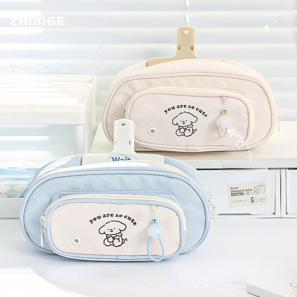 

Portable Happy Puppy Pen Bag Cute Cartoon Pen Case Japanese Style Stationery Storage Bag Student синій