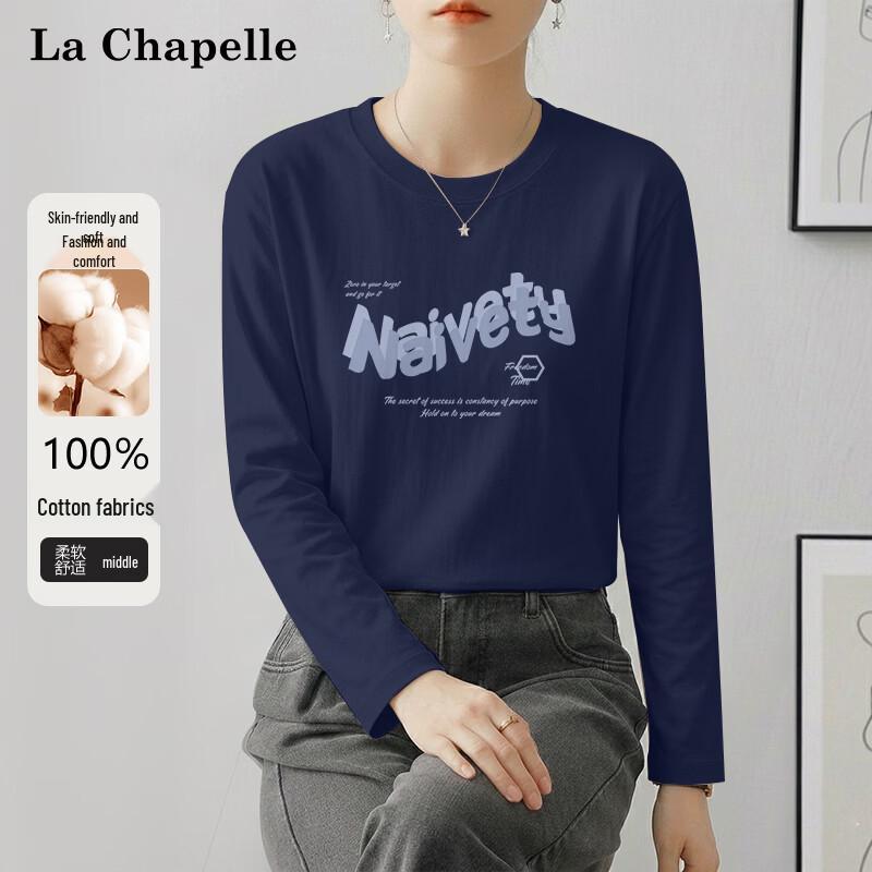 La Chapelle Women's 2026 Spring/Autumn Loose Fit Cotton Long-Sleeve T-Shirt