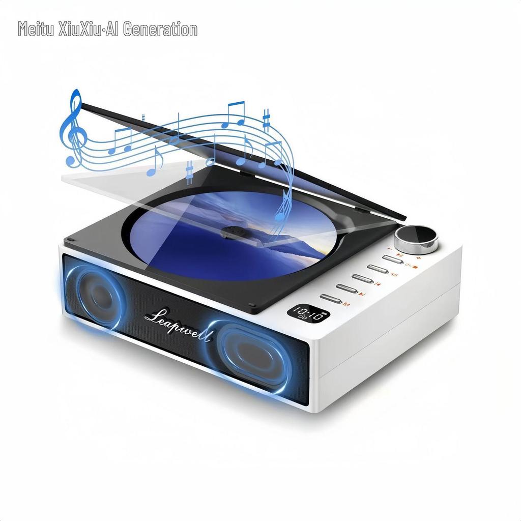 Retro Audiophile Vinyl Record & CD Player with Bluetooth Speaker, Portable Charging, and Atmosphere Light Gift