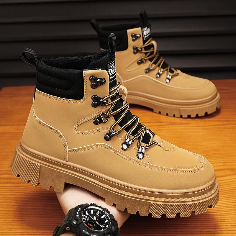 Nowe Męskie Klasyczne Jesienno-Zimowe Modne Wysokie Buty na Grubej Podeszwie do Skateboardingu Wygodne Miękkie Podeszwy Koszykarskie Sneakersy