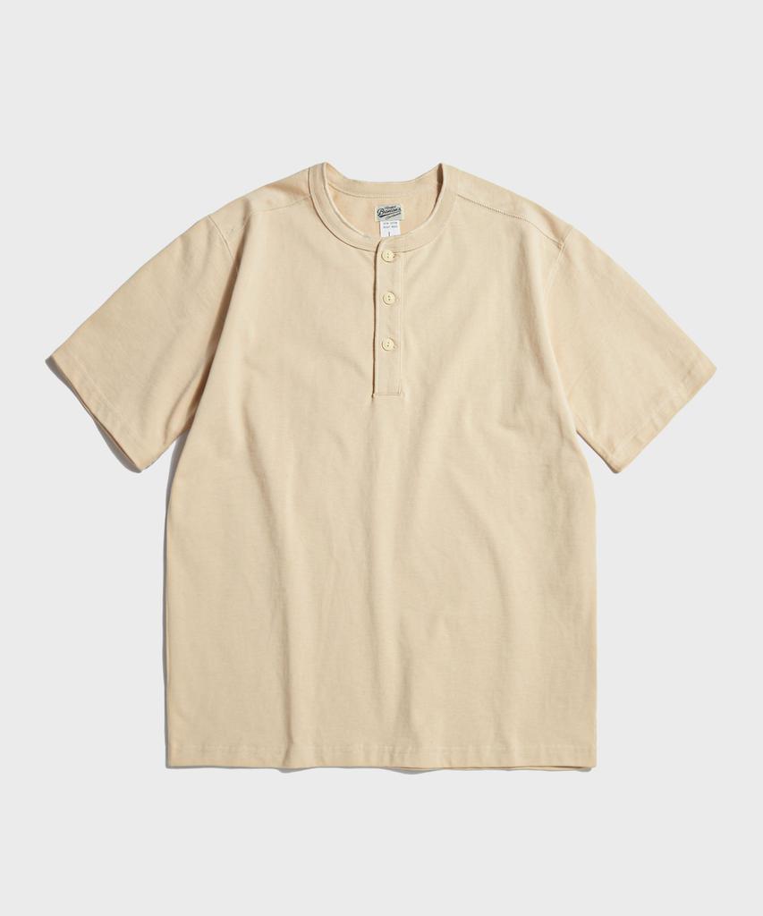 Beulonseun 10.6 Oz Cotton Short Sleeve Henley Tee Apricot