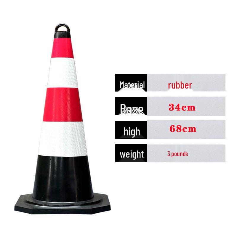 Reflective Rubber Traffic Cone - 70cm & 90cm Conical Isolation Barrier for Road Construction