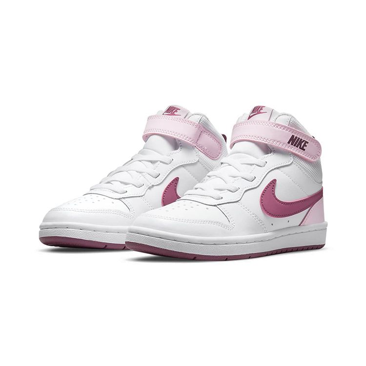 Nike Court Borough Mid 2 PSV Pink Foam Kids Sneakers White Dark-Beetroot CD7783-104