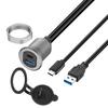 Bochara USB3.0+Type C 3.1 3.0 Male To Female Extension Cable Flush Mount Panel Dashboard  Aluminum Alloy With Indicator