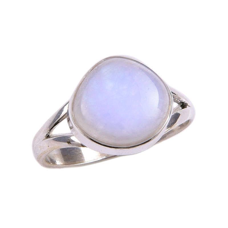 Natural Rainbow Moonstone Gemstone 925 Solid Silver Jewelry Ring Size 5.5 n4F62