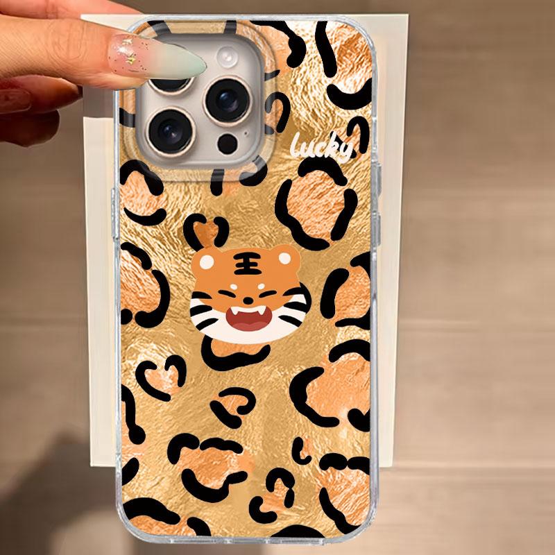 

Чехол для iPhone 16 15 13 Plus Pro Max 7 14 Pro 5G Чехол для телефона Коричневый Леопардовый принт Серебристый Узор в форме сердца Для iPhone 16e Сумка iPhone 14 Plus белый