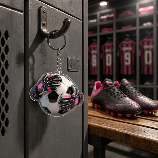 Schlüsselanhänger Anhänger, Fußball Torwart Handschuhe Ball Design Schlüsselanhänger, Schlüsselhalter Realistisches Sport Zubehör für Fans Rucksack