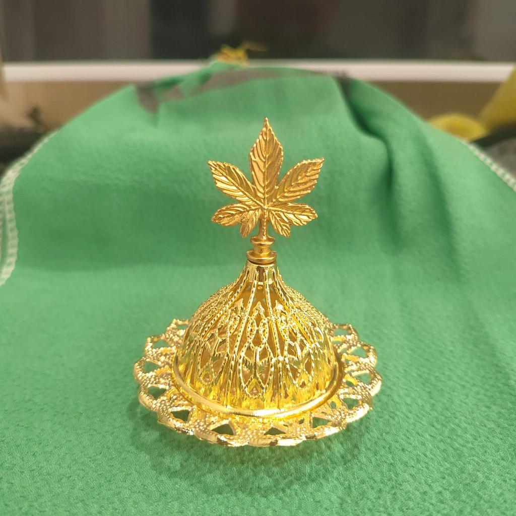 Golden Hollow Middle Eastern Incense Burner - Metal Aroma Cone Sandalwood Holder