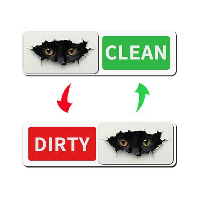 Black Cat Dishwasher Magnet Clean Dirty Sign Sliding Red Green Kitchen Indicator  Strong Acrylic Magnetic Sign for Kitchen
