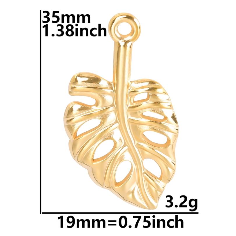 6pcs Gold Color Stainless Steel Charms For Jewelry Making Supplies Plant Leaf Flower Pendant Charm Cherry Pepper Sunflower Charm