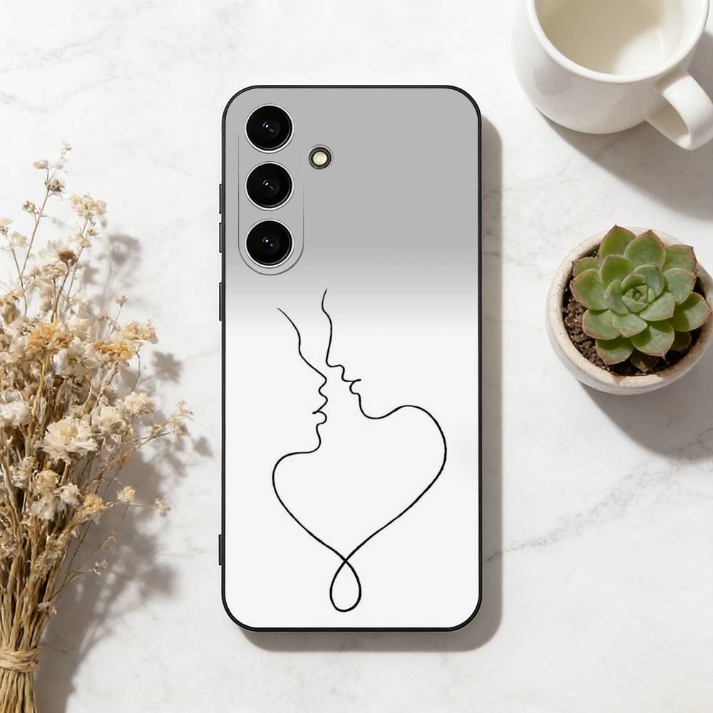 Sex Couple Lovers Line Body Phone Case For Samsung Galaxy A73,A72,A71,A70,A53,A52,A51,Soft Black Shell